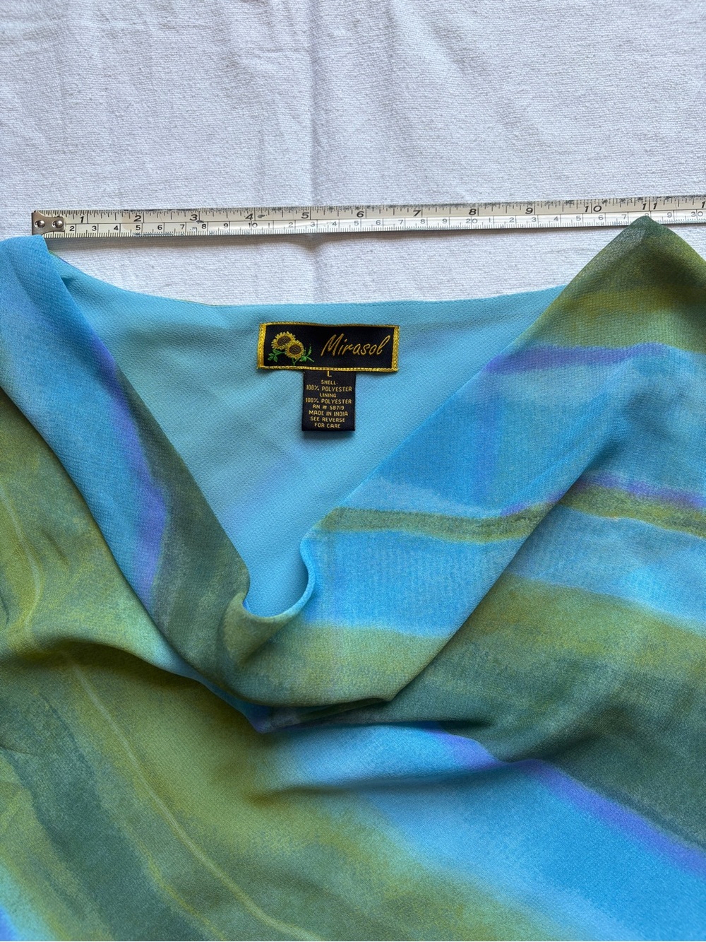 Mirasol Bright Blue Sleeveless Cowl Neck Top SZ L, elegant, cena, cóctel - Picture 11 of 12